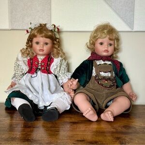 Susan Wakeen Hansel & Gretel 18” Porcelain Dolls Danbury Mint